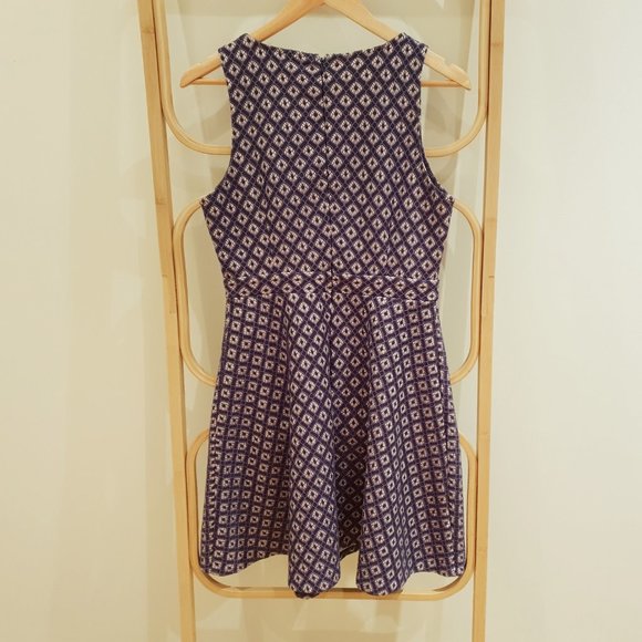 TOKITO Blue Pink Bonded Lace Sleeveless Fit & Flare Dress - Picture 5 of 5